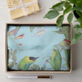 Hummingvögel und Blume auf der hellgrünen Decoupag Seidenpapier (Geschenk)