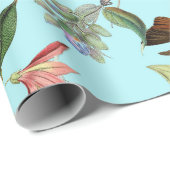 Hummingvögel und Blume auf hellgrün Geschenkpapier (Rolleneckpunkt)