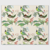 Hummingvögel und Blume auf leichter Creme Geschenkpapier (Flach)