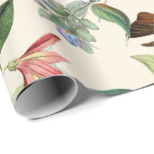 Hummingvögel und Blume auf leichter Creme Geschenkpapier (Rolleneckpunkt)