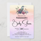 Hummingvogel und Blume auf Wasserfarben Babydusche Einladung (Vorderseite)