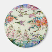 Hummingvögel und Blume Buntglas WOW Magnet (Vorne)