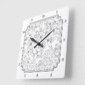 Hummingvögel und Blume Erwachsenenfarben Quadratische Wanduhr (Winkel)