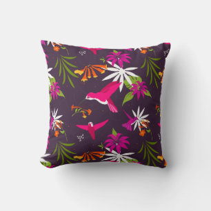 Hummingvögel und Blume farbenfroh botanisch Kissen