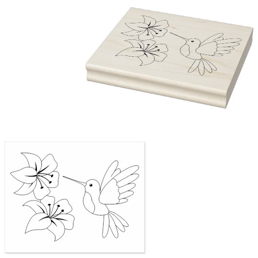 Hummingvogel und Blume - Farbseite Gummistempel (Stempel)