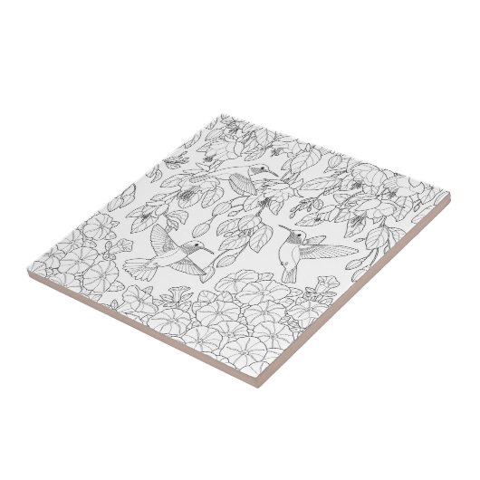 Hummingvögel und Blume Farbseiten für Erwachsene Fliese (Seite)