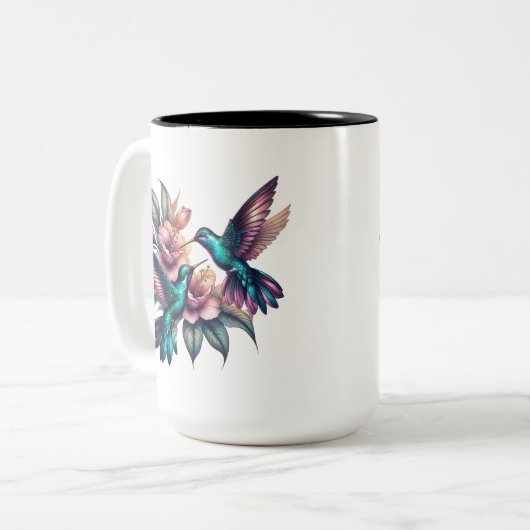 Hummingvogel und Blume Groß Zweifarbige Tasse (Vorderseite Links)