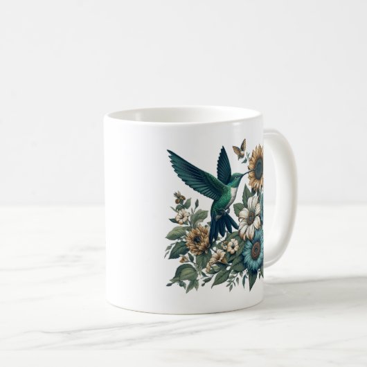 Hummingvogel und Blume Kaffeetasse (VorderseiteRechts)