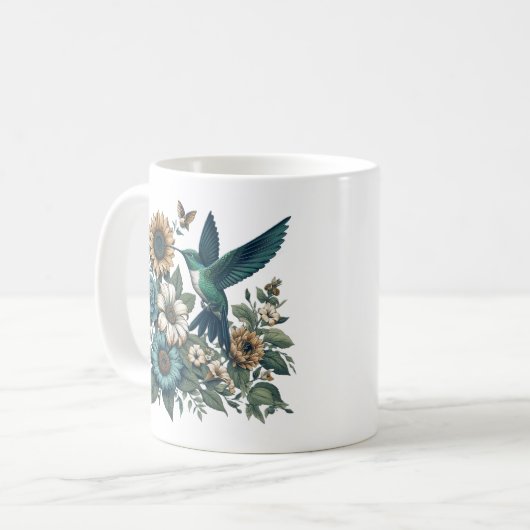 Hummingvogel und Blume Kaffeetasse (Vorderseite Links)