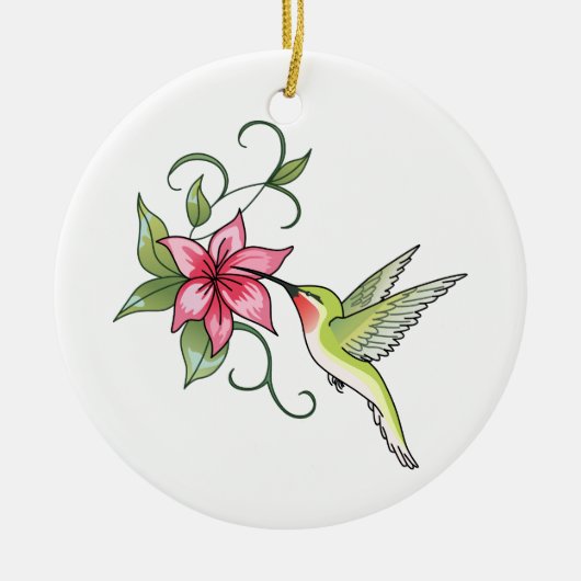Hummingvogel und Blume Keramik Ornament (Vorne)