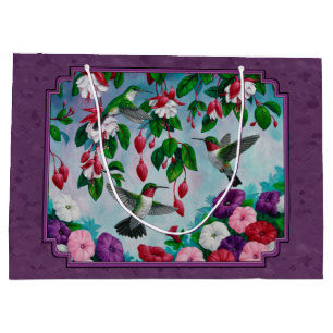 Hummingvögel und Blume Lila Große Geschenktüte