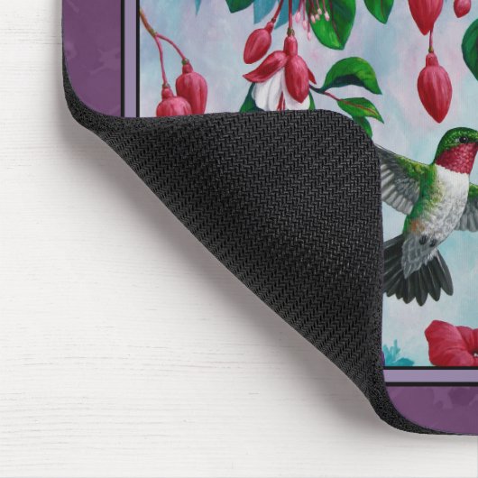 Hummingvögel und Blume Lila Mousepad (Ecke)
