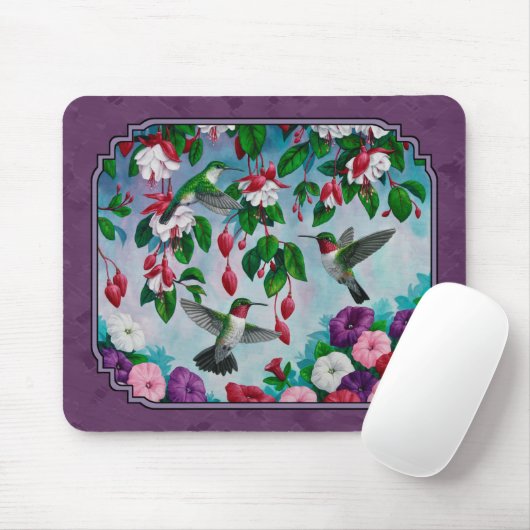 Hummingvögel und Blume Lila Mousepad (Mit Mouse)