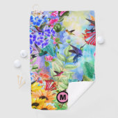 Hummingvögel und Blume Monogramm Golfhandtuch (Insitu)