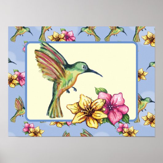 Hummingvogel und Blume Poster (Vorne)