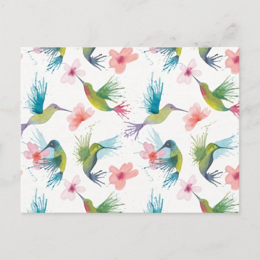 Hummingvögel und Blume Postkarte (Vorderseite)