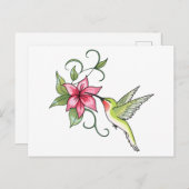 Hummingvogel und Blume Postkarte (Vorne/Hinten)
