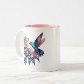 Hummingvogel und Blume Zweifarbige Tasse (Vorderseite Links)