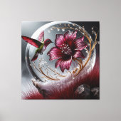 Hummingvogel und Blumendetails mit Gem Accent Leinwanddruck (Vorderseite)