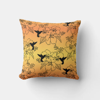 Hummingvogel- und Blumenmuster-Kissen Kissen