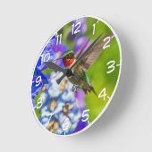 Hummingvogel und Delphinium Runde Wanduhr (Winkel)