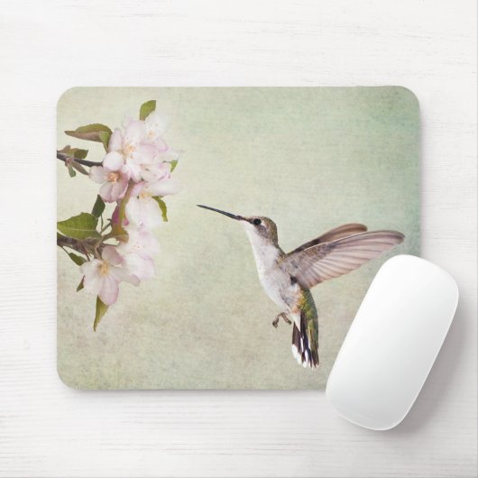 Hummingvogel und Frühlingsblumen Mousepad (Mit Mouse)