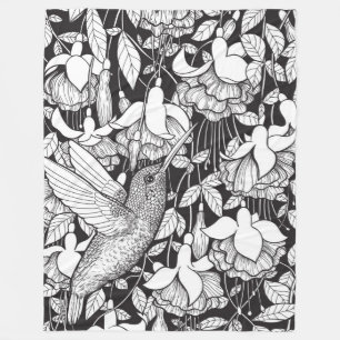 Hummingvogel und Fuchsie Fleecedecke