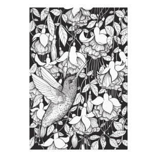 Hummingvogel und Fuchsie Fotodruck