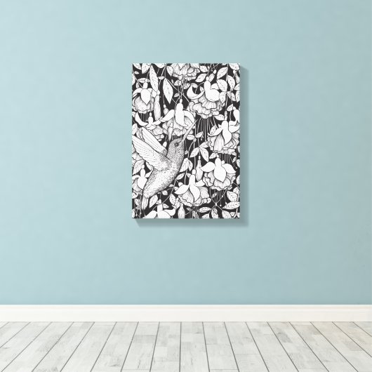 Hummingvogel und Fuchsie Leinwanddruck (Insitu (Holzboden))