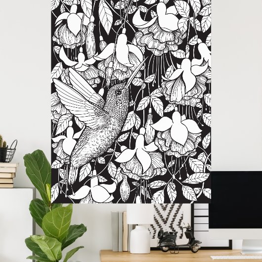 Hummingvogel und Fuchsie Poster (Heimbüro)