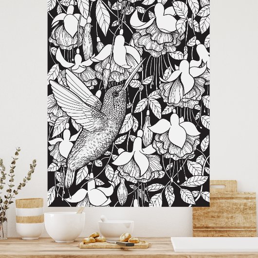 Hummingvogel und Fuchsie Poster (Küche)