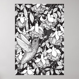 Hummingvogel und Fuchsie Poster