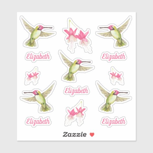 Hummingvögel und Fuchsischer Blume Blüten Vinyl Aufkleber (Blatt)