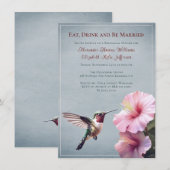 Hummingvogel und Hibiskus | Blue Probe Dinner Einladung (Vorne/Hinten)