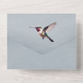 Hummingvogel und Hibiskus | Blue Wedding All In One Einladung (Rückseite)