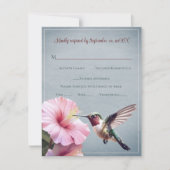 Hummingvogel und Hibiskus | Blue Wedding RSVP (Vorderseite)