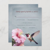 Hummingvogel und Hibiskus | Blue Wedding RSVP (Vorne/Hinten)