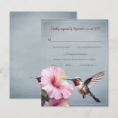 Hummingvogel und Hibiskus | Blue Wedding RSVP Karte (Vorne/Hinten)