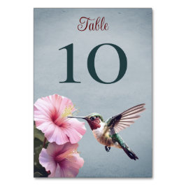 Hummingvogel und Hibiskus | Blue Wedding Tischnummer