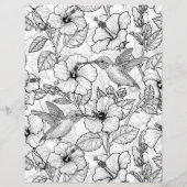 Hummingvögel und Hibiskus Blume b&w (Rückseite)