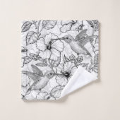 Hummingvögel und Hibiskus Blume b&w Badhandtuch Set (Waschlappen)