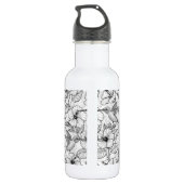 Hummingvögel und Hibiskus Blume b&w Edelstahlflasche (Rückseite)