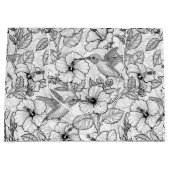 Hummingvögel und Hibiskus Blume b&w Große Geschenktüte (Vorderseite)