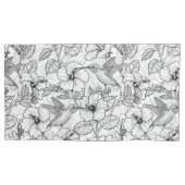 Hummingvögel und Hibiskus Blume b&w Kissenbezug (Vorderseite-Links)