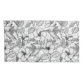 Hummingvögel und Hibiskus Blume b&w Kissenbezug (Rückseite-Rechts)