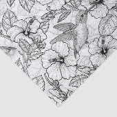 Hummingvögel und Hibiskus Blume b&w Seidenpapier (Ausschnitt)