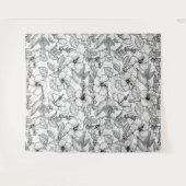 Hummingvögel und Hibiskus Blume b&w Wandteppich (Vorderseite (Horizontal))