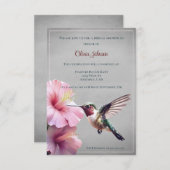 Hummingvogel und Hibiskus Brautparty | Grau Einladung (Vorne/Hinten)