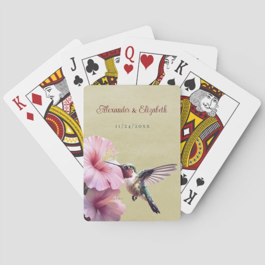Hummingvogel und Hibiskus | Gelbe Gastgeschenk Hoc Spielkarten (Rückseite)