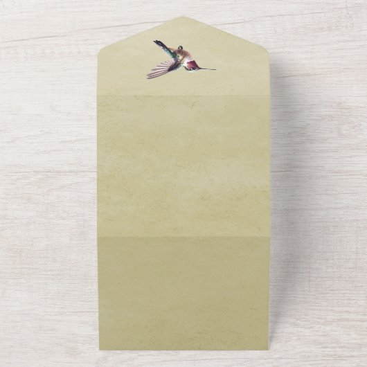 Hummingvogel und Hibiskus | Gelbe Hochzeit All In One Einladung (Außenbereich)